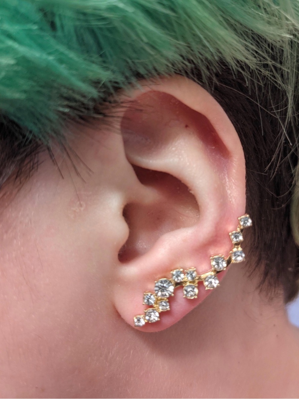 BaubleBar Signed Gold-tone Crystal Ear Crawler Earring